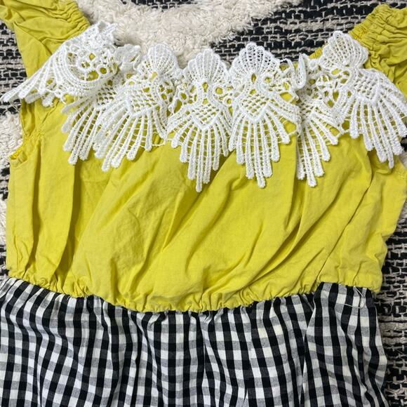 Amazon Lime Green and Gingham Romper Baby girl size 6-9mo - Picture 4 of 5